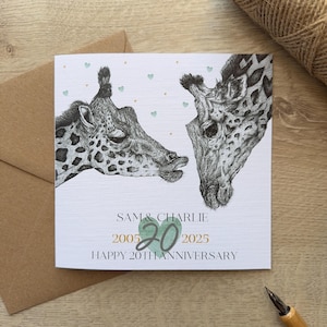 Carte d'anniversaire personnalisée de 20 ans, carte de 20 ans, carte d'anniversaire de 20 ans, anniversaire de mariage, joyeux 20 ans