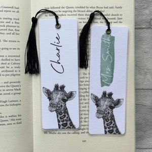 Personalised Bookmark|Giraffe|Laminated Bookmark|Personalised gift|Birthday|Reading Present|Personalised Birthday Gift|Animal|Bookworm Gift