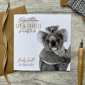 Personalised Parents To Be Card, Congratulations Card, New Parents Card, Pregnancy Card, Baby Shower Card, Koala Card, New Baby