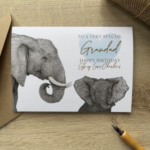 Carte d'anniversaire grand-père personnalisée|Carte d'anniversaire grand-père|Carte pour grand-père|Carte pour lui|Carte joyeux anniversaire|Carte grand-père|Carte éléphant