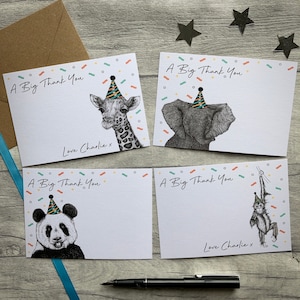 Cartes de remerciement personnalisées, Cartes postales de remerciement, Cartes de remerciement, Remerciement, Cartes de remerciement pour enfants, Anniversaire, Animal, Mignonne