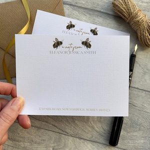 Cartes de correspondance personnalisées|Paquet de 8 cartes|Abeille|Papeterie cadeau personnalisée|Cartes de correspondance|Cartes de remerciement|Cartes de correspondance pour toutes les occasions|Cadeau|Bourdon