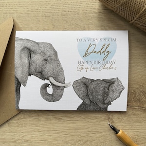 Carte d'anniversaire papa personnalisée|Carte d'anniversaire papa|Carte pour papa|Carte pour papa|Carte de joyeux anniversaire|Carte d'anniversaire pour lui|Carte éléphant