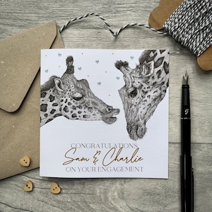 Personalised Engagement Card, Congratulations On Your Engagement Card, Engagement Card, Giraffe Card, Congratulations Card, Engaged Card