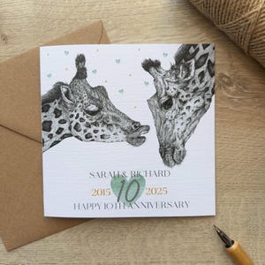Carte personnalisée 10 ans, carte 10 ans, carte d'anniversaire de dix ans, carte d'anniversaire de mariage, joyeux 10e anniversaire