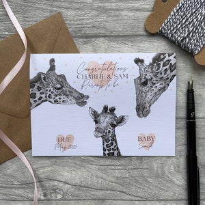 Personalised Parents To Be Card, Congratulations Card, New Parents Card, Pregnancy Card, Baby Shower Card, Giraffe Card, New Baby, Baby Girl