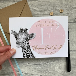 Carte personnalisée nouveau bébé, carte nouveau bébé fille, carte pour les nouveaux parents, carte de bienvenue dans le monde, carte souvenir de bébé, carte nouveau-né