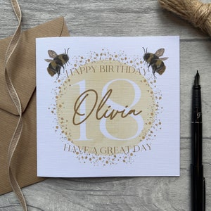Carte personnalisée 18e anniversaire|Carte 18e anniversaire|Carte 18e anniversaire|Joyeux 18e anniversaire|Pour fille|petite-fille|nièce|soeur|pour elle