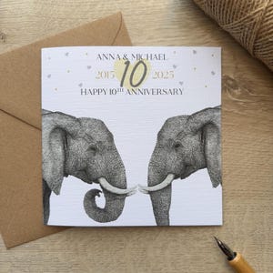 Carte personnalisée 10 ans|Carte 10e anniversaire|Carte 10e anniversaire|Carte de mariage|Carte de joyeux 10e anniversaire