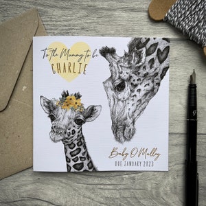 Carte personnalisée baby shower, carte future maman, carte grossesse, carte baby shower, carte de félicitations, carte future maman, carte girafe