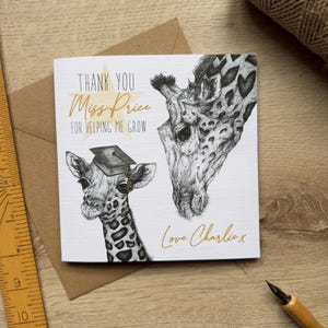 Carte de remerciement personnalisée pour professeur|Carte de professeur de maternelle|Carte de professeur de maternelle|Carte d'assistante enseignante|Carte de remerciement|Carte pour professeur