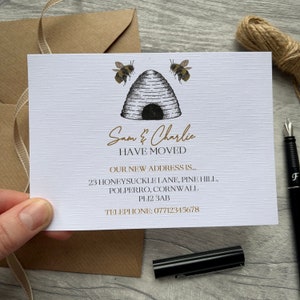 Cartes personnalisées pour changement d'adresse, lot de 8, cartes Nous avons déménagé, faire-part de déménagement, cartes de visite nouvelle, nouvelle maison, nouvelle maison, abeille