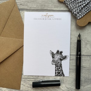 Personalised NoteCards|Pack of 8 Notecards|Giraffe|Personalised Stationery Gift|Notelets|Thank You Cards|Any Occasion Note Cards|Animal Card