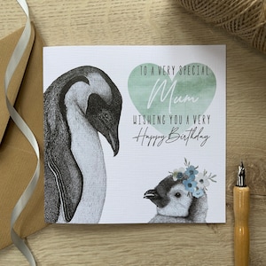 Mum Birthday Card|Mummy Birthday Card|Personalised Mum Card|Personalised Mummy Card|Card For Her|Penguin Card|Card For Mum|Card For Mummy