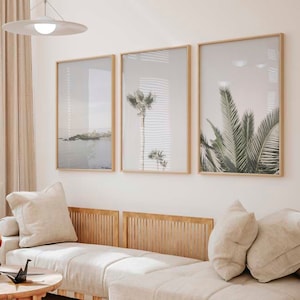 Soft Beach Printable Set 3, Beach Wall Art, Beach Prints, Printable Photography, Neutral Beach Printable, Beach Digital Download, Palm Trees
