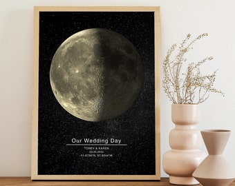 Moon Phase Personalised Gift, Custom Moon Print, Personalized Moon Phase Print, Keepsake Gift, Printable Wedding Gift, Moon Phase Wall Art