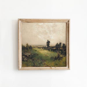 Vintage Landscape Painting Print: Moody Square Wall Art