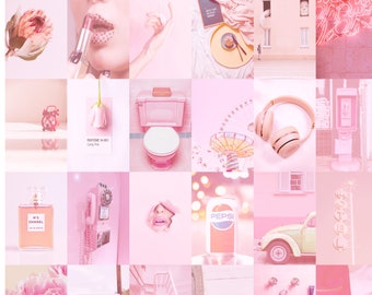 Pink Aesthetic Wall Collage Kit Set of 60 Aesthetic Pictures for Wall Collage, Wall Collage Kit Aesthetic, Wall Aesthetic Room Decor 4x6 in