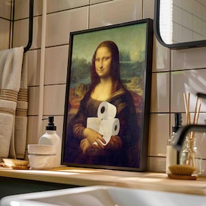 Divertente arte alterata per il bagno, arte murale extra large, stampa vintage di arte massimalista, regalo scherzoso, insegne divertenti per il bagno, stampe surreali