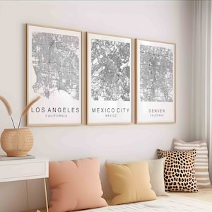 Ensemble de cartes de ville personnalisées, affiches personnalisées de carte de ville, impression de carte personnalisée, art mural de carte de ville personnalisée de n'importe quelle ville, cadeau de Noël de carte de ville