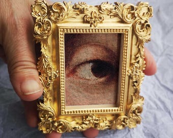 Mini Renaissance Eye Art Print in Ornate Gold Resin Frame