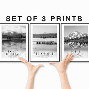 National Park Art, Set of 3 Prints, National Parks Print, Yosemite Print, Yellowstone, Grand Canyon Print, Rocky Mountain, Zion, Acadia