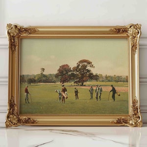 Pintura vintage de golfe, impressão de arte de paisagem, arte de parede de campo de golfe vintage, presentes para fãs de golfe, decoração de parede de golfe, pôsteres de golfe, impressões de arte esportiva