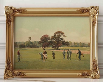Golf Vintage Painting Landscape Art Print, Vintage Golf Course Wall Art, Golf Fan Gifts, Golf Wall Decor, Golf Posters, Sports Art Prints