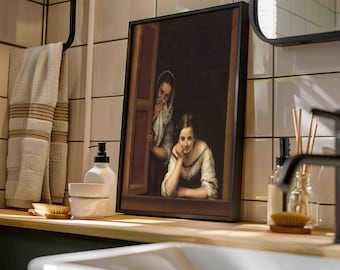 Impresión artística de retrato divertido de baño: decoración de pared con humor para el baño