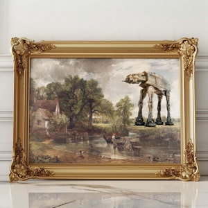 Regalo di arte vintage alterata, divertente decorazione murale alterata, dipinto a olio antico, umorismo sull'arte classica, ritratto alterato, dipinti di paesaggi alterati