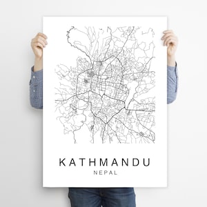 Kathmandu Map Print Kathmandu Map Wall Art Kathmandu City - Etsy