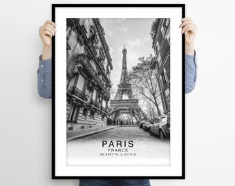 Paris Poster Print, France Travel Print, Travel Poster, Minimal Decoc, Black and White Eiffel Tower Print