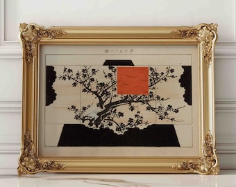 Vintage Japanese Tree Art Print: Black and White Asian Decor