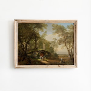 Grappige fantasielandschapskunst, aangepast vintage huisschilderij, wanddecoratie voor thuis