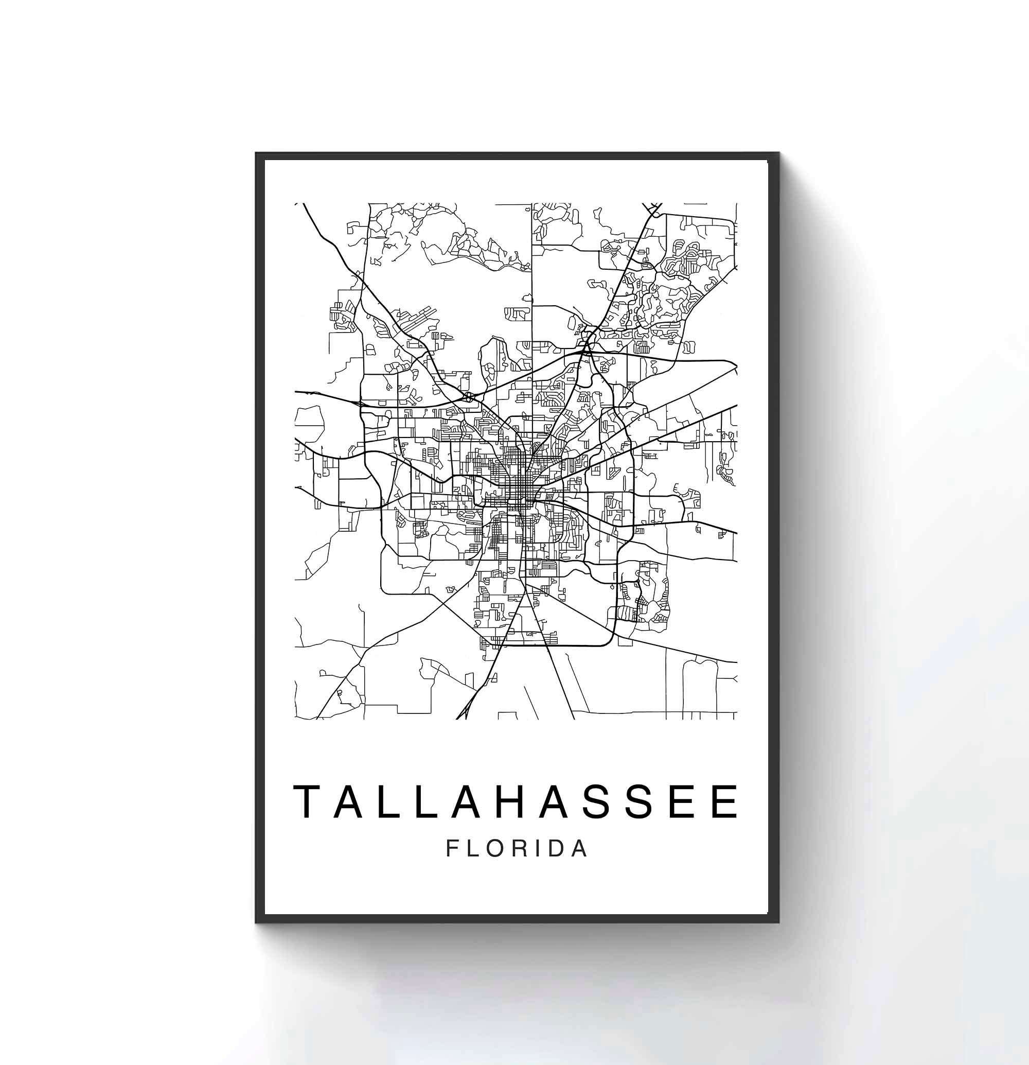 Tallahassee Map Tallahassee City Map Map Poster Map Print | Etsy