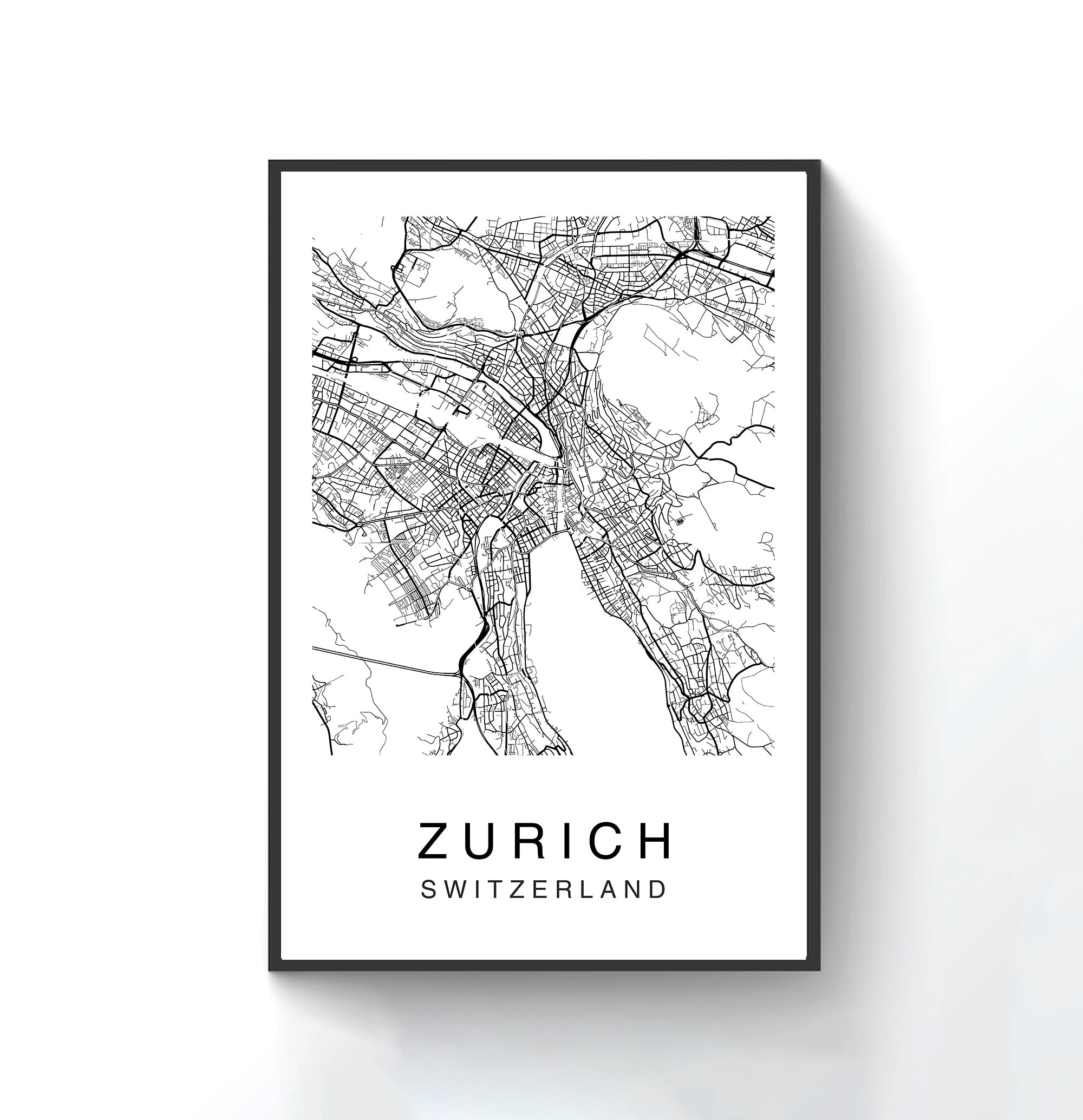 Digital Prints Zurich map print Zurich map poster Zurich map map of