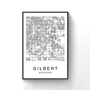Gilbert Map Print, Gilbert Printable Map, Wall Art, Gilbert City Map, Street Map Art Decor, Road ...