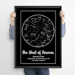 Carte des étoiles personnalisée, Impression ciel nocturne, Carte des étoiles, Carte de la constellation, Ciel nocturne, Cadeau de mariage, Cadeau d'anniversaire, Carte du ciel nocturne