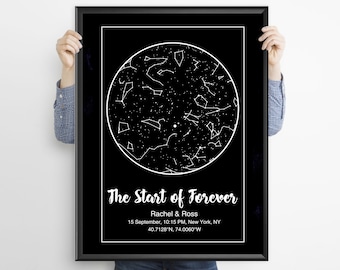 Custom Star Map, Night Sky Print, Star Map, Constellation Map, Night Sky, Wedding Gift, Anniversary Gift, Night Sky Map