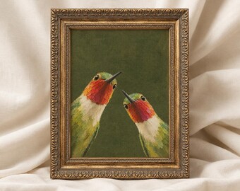 Mexican Hummingbird Unframed Poster, Green Wall Art, Minimal Desert Bird Decor, Southwestern Bathroom Print