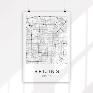 Beijing Map Print, City Maps Digital, Wall Art, City Map Art, Street Map Art Decor, Digital Download, China Map, City Map Print, Custom Map