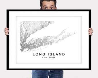 Long Island Map Print, Long Island Map Poster Wall Art, City Map, Street Map Art Decor, Road Map Gift, New York Map, City Print, Custom Map