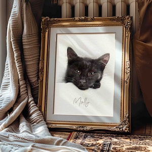Ritratto di gatto, ritratto di animale domestico personalizzato, ritratto di gatto personalizzato, ritratto commemorativo di gatto, ritratto di gatto dipinto da foto, ritratto di animale domestico regalo per amanti dei gatti