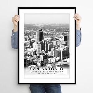 San Antonio Texas Travel Print, San Antonio Texas Wall Art, San Antonio Skyline Art, Texas Wall Art Poster