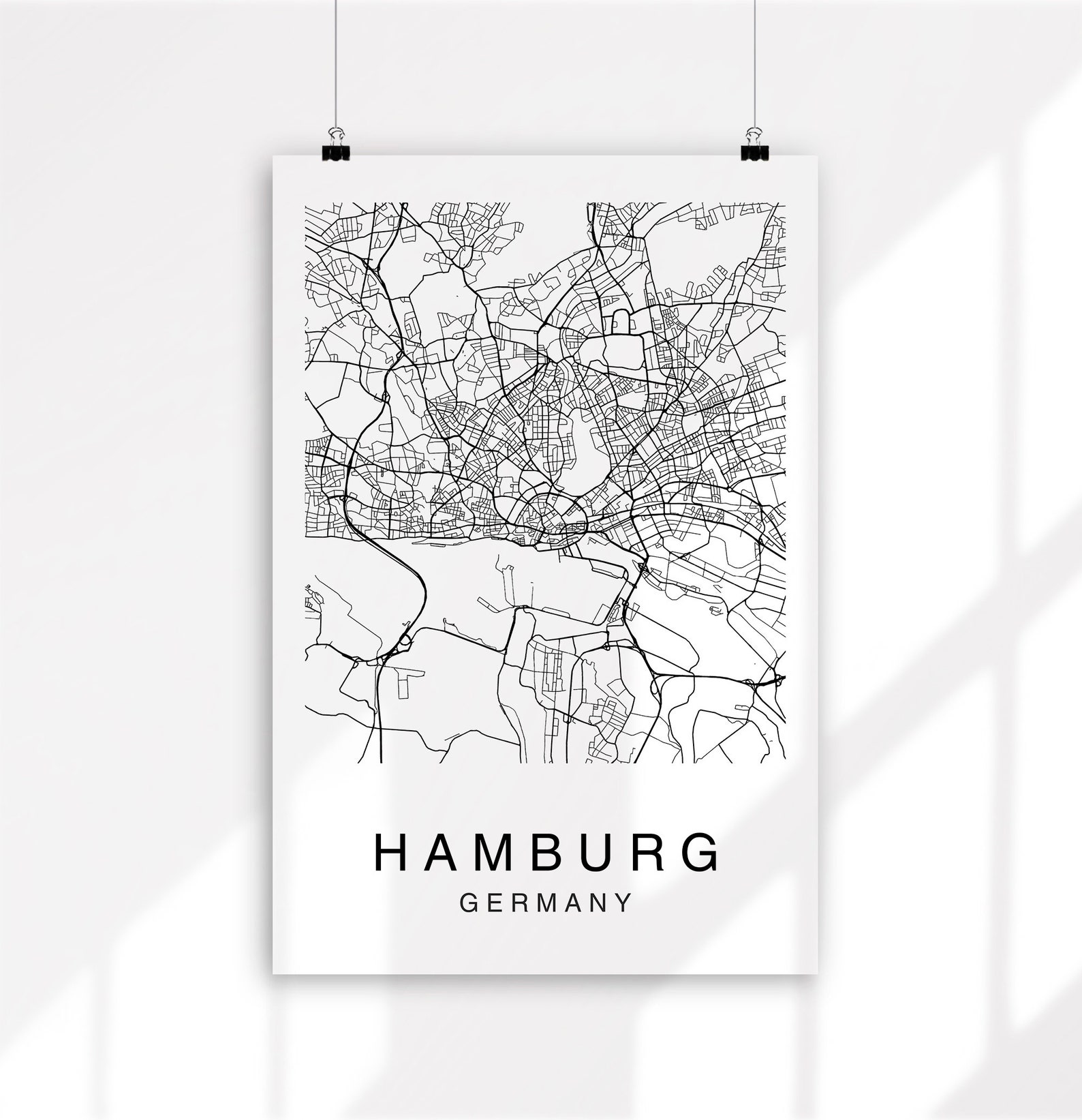 Hamburg Map Print Hamburg Map Digital Download Wall Art | Etsy