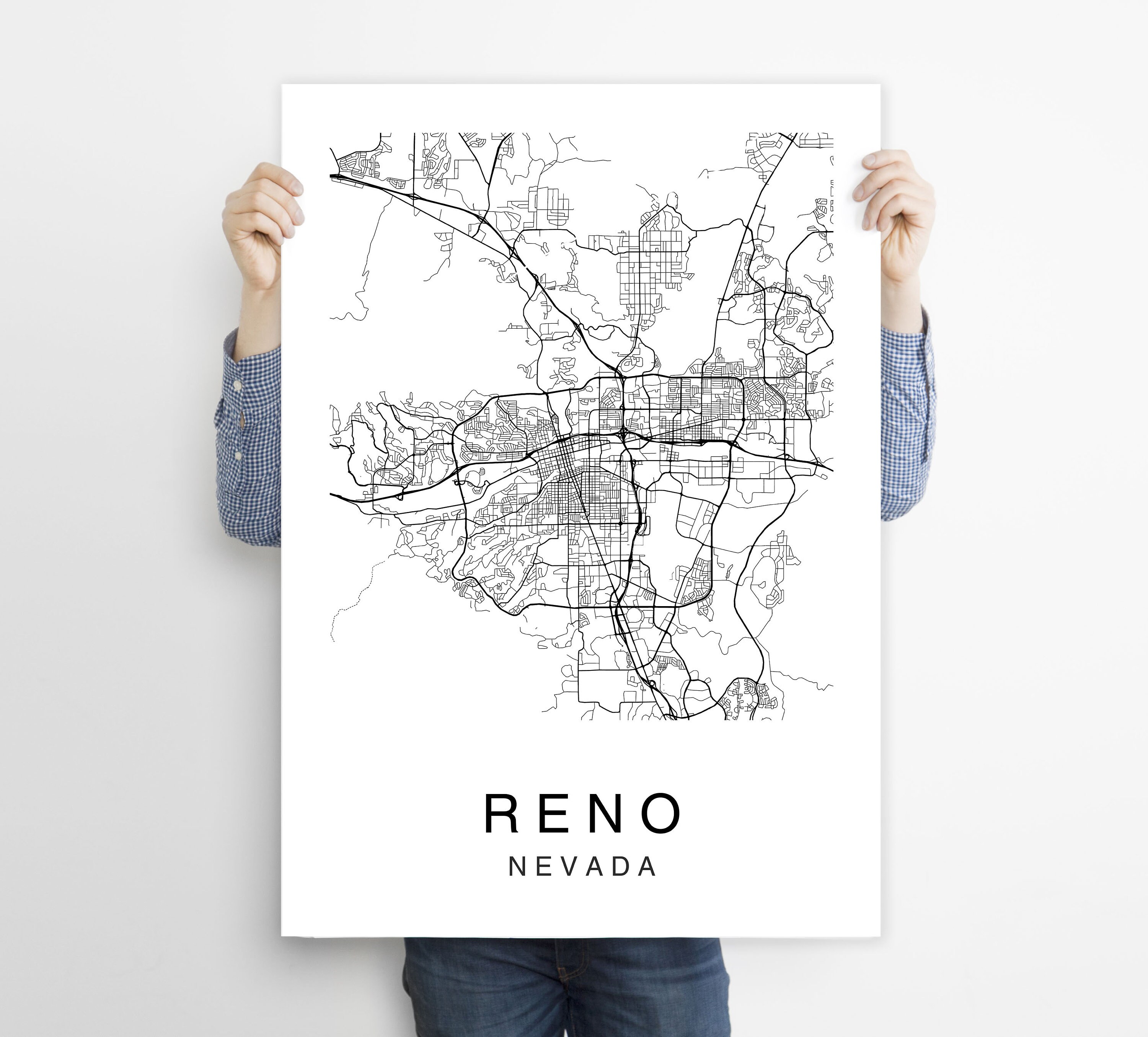 Reno Map Reno City Map Map Poster Map Print Reno Map | Etsy