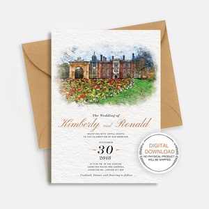 Invitaciones de boda de acuarela personalizadas, Invitaciones personalizadas, Invitaciones únicas para bodas, Invitaciones al lugar de la boda con diseño personalizado