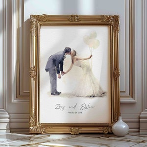 Custom Wedding Portrait, Custom Wedding Watercolor, Personalised Wedding Gift, Watercolor Painting From Photo, Custom Wedding Art Print Gift