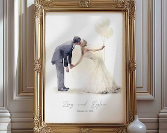 Custom Wedding Portrait, Custom Wedding Watercolor, Personalised Wedding Gift, Watercolor Painting From Photo, Custom Wedding Art Print Gift