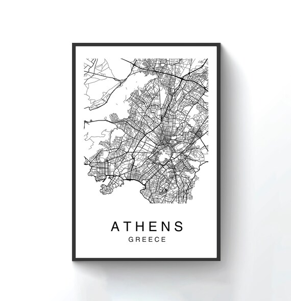 Athens Map Print Athens Map Poster Wall Art City Map Art | Etsy